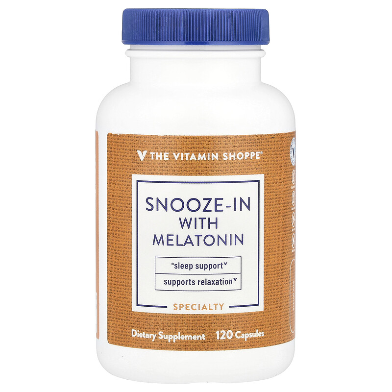 

The Vitamin Shoppe, Snooze-In с мелатонином, 120 капсул