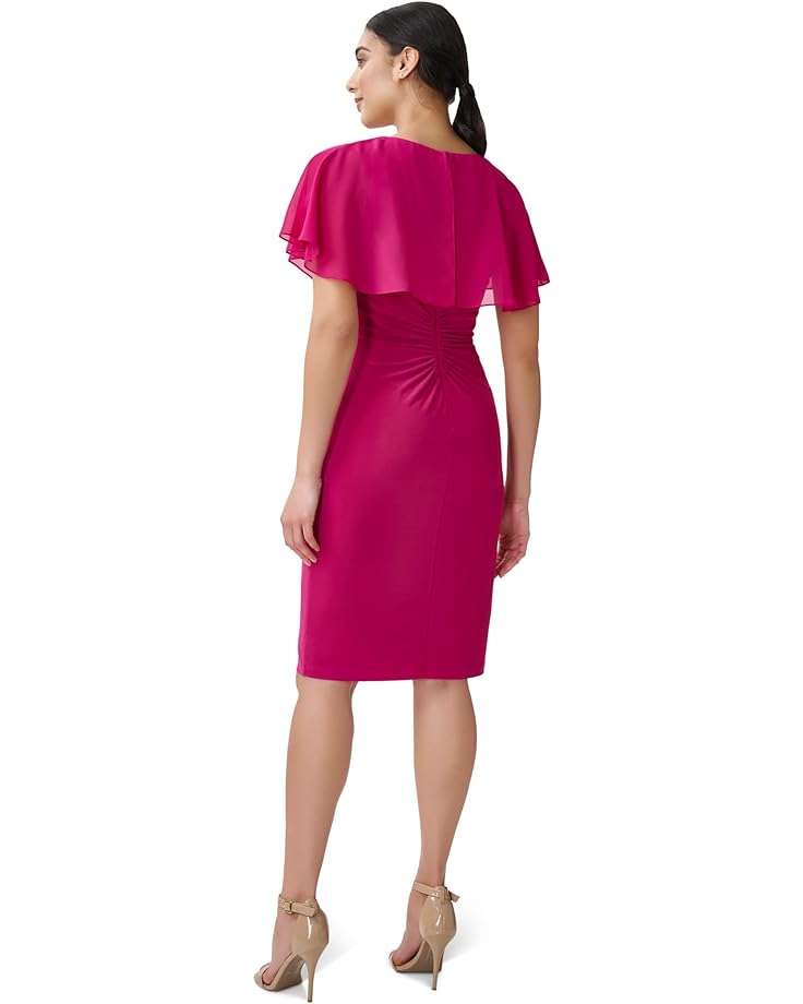 

Платье Adrianna Papell Stretch Chiffon Crepe Cascade Front Dress with Flutter Sleeve, цвет Magenta