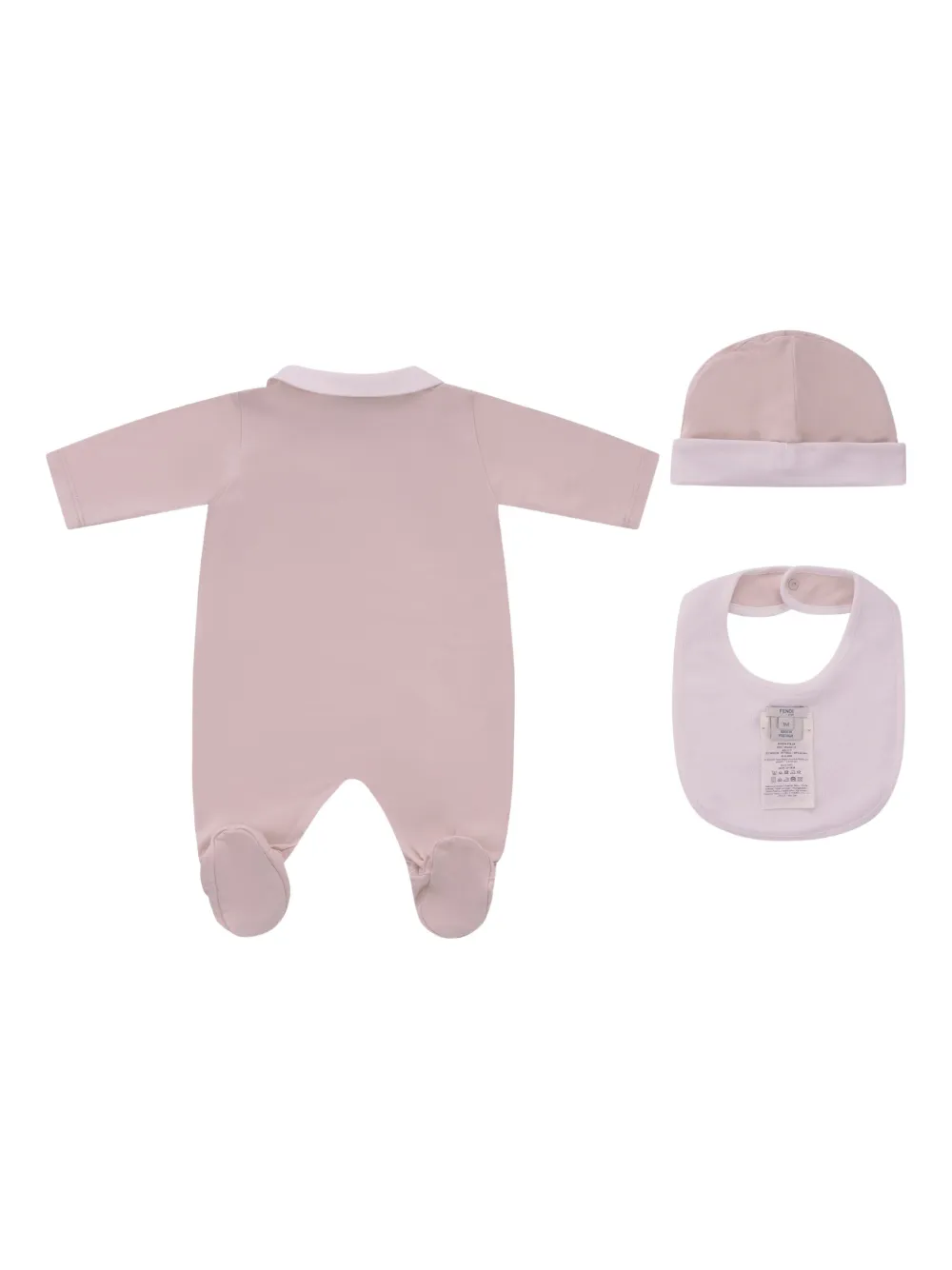 Комплект человечков с вышитым логотипом Fendi Kids, розовый — фото 2