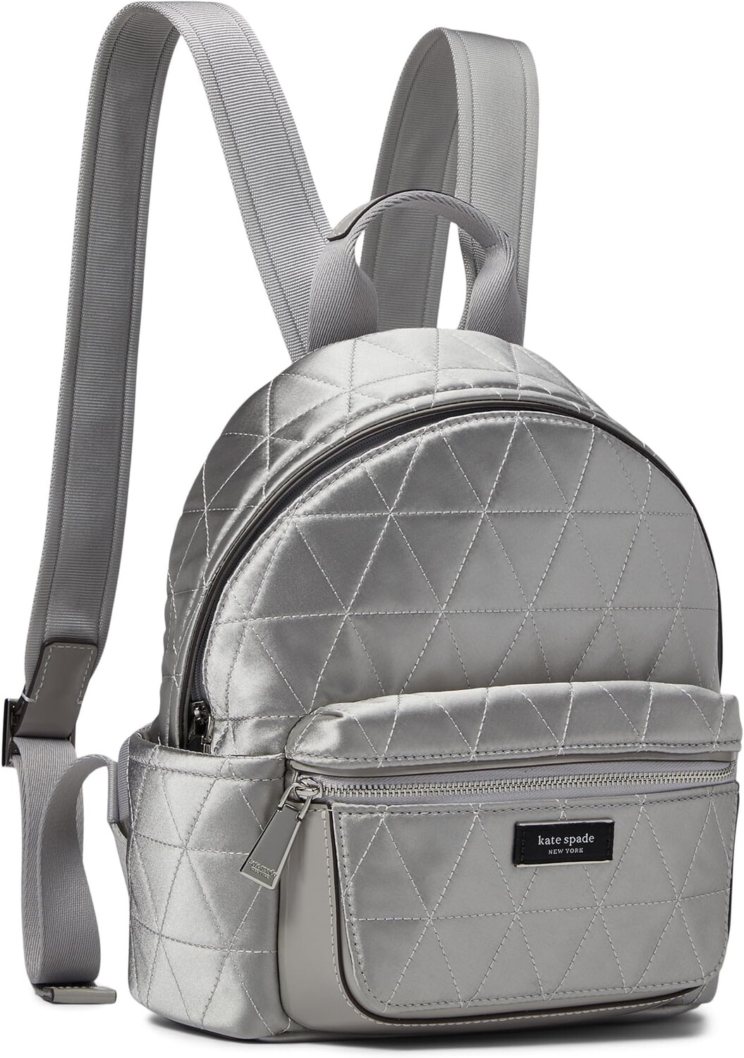 

Рюкзак Sam Icon Quilted Satin Small Backpack Kate Spade New York, цвет Silver