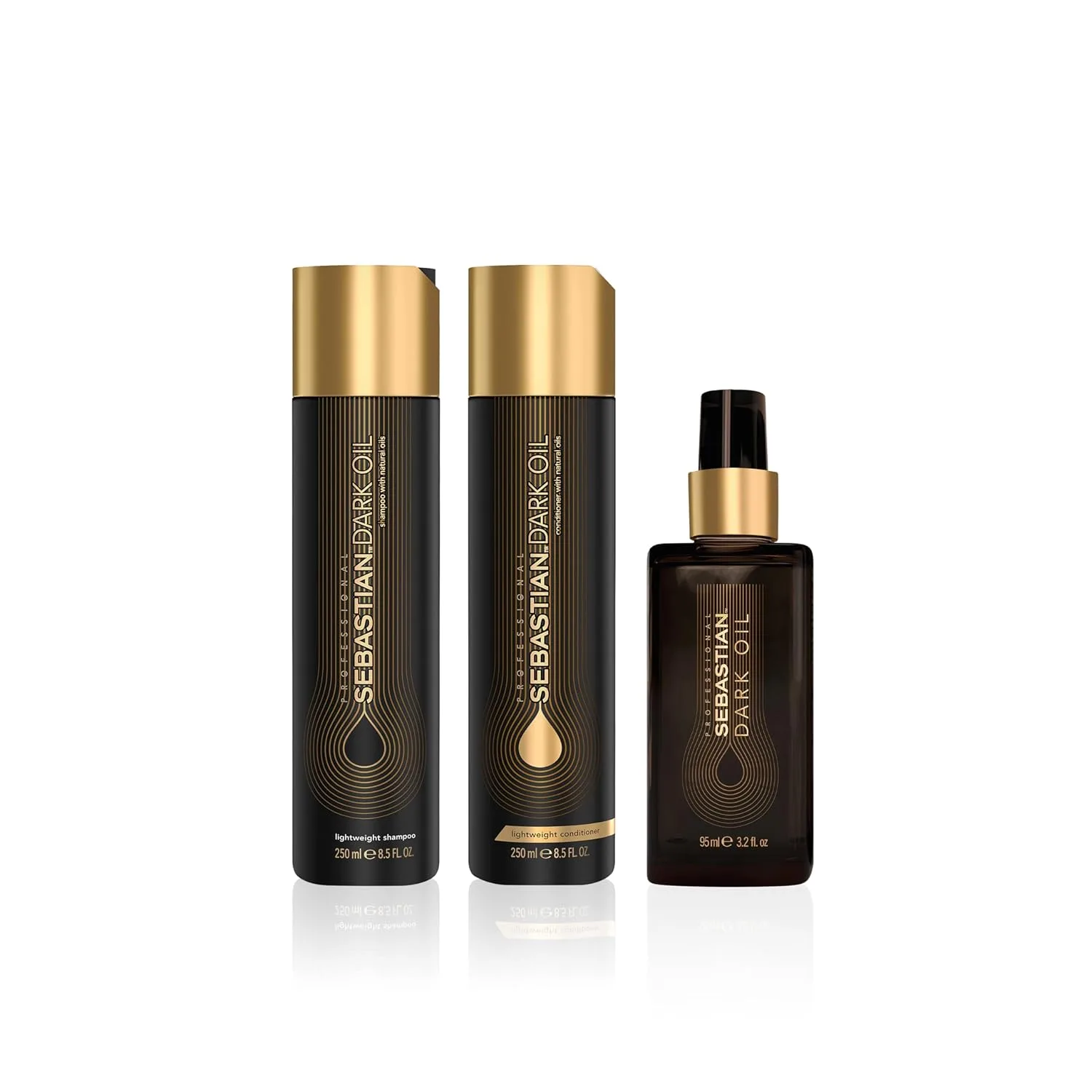 Набор Sebastian Professional Dark Oil: легкий уход за волосами + масло для укладки | Питательная смесь натуральных масел для гладкости и блеска 343 мл (3 шт.)