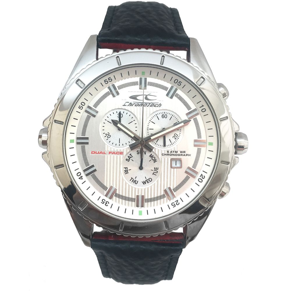 

Черные кожаные часы Chronotech
