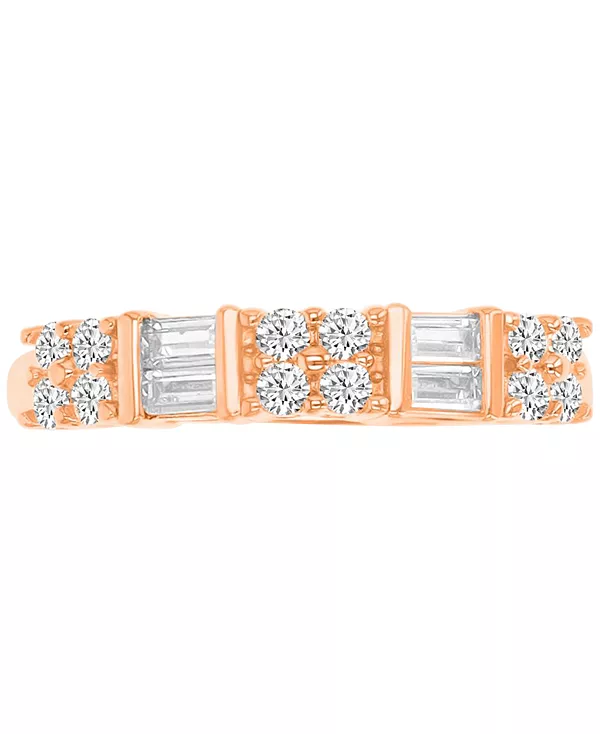 

Кольцо с кубическим цирконием круглой и багетной огранки из стерлингового серебра Macy'S, rose