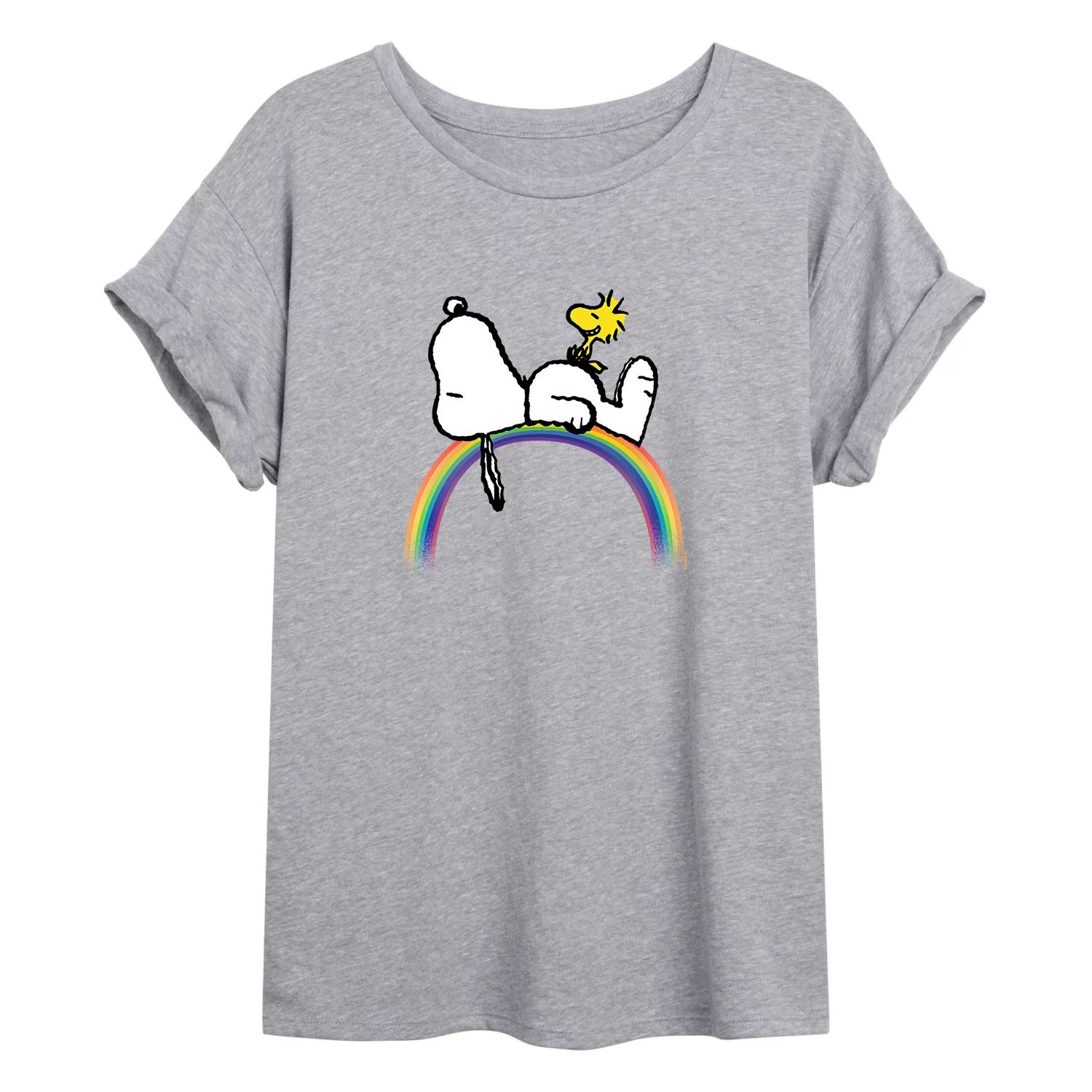 

Детская большая футболка Peanuts Snoopy & Woodstock Rainbow Licensed Character, серый