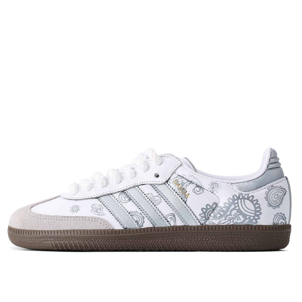 

Adidas Originals SAMBA OG Heartbeat Paisley, Snowflake German Army Trainers Unisex Snow Silver