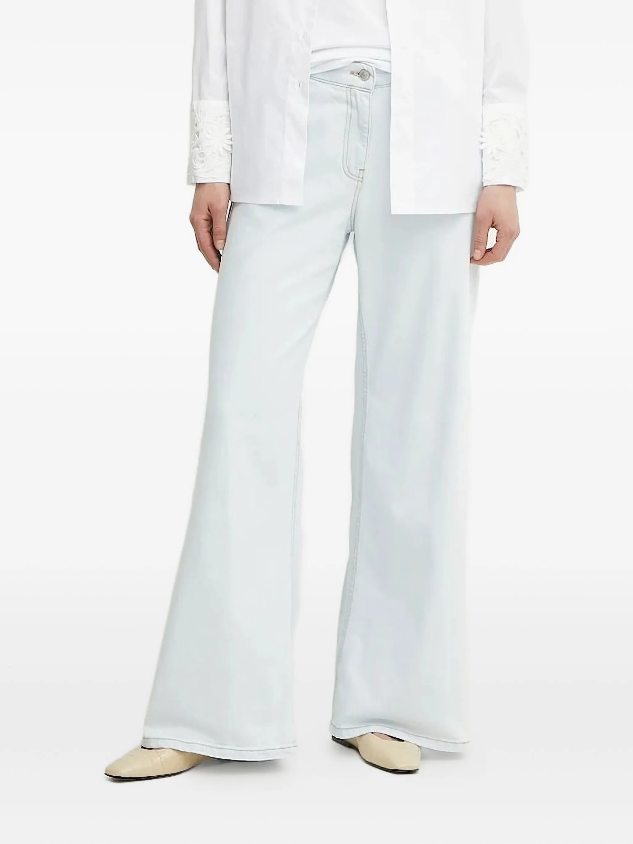 

Широкие джинсы с вышивкой Twinset, синий