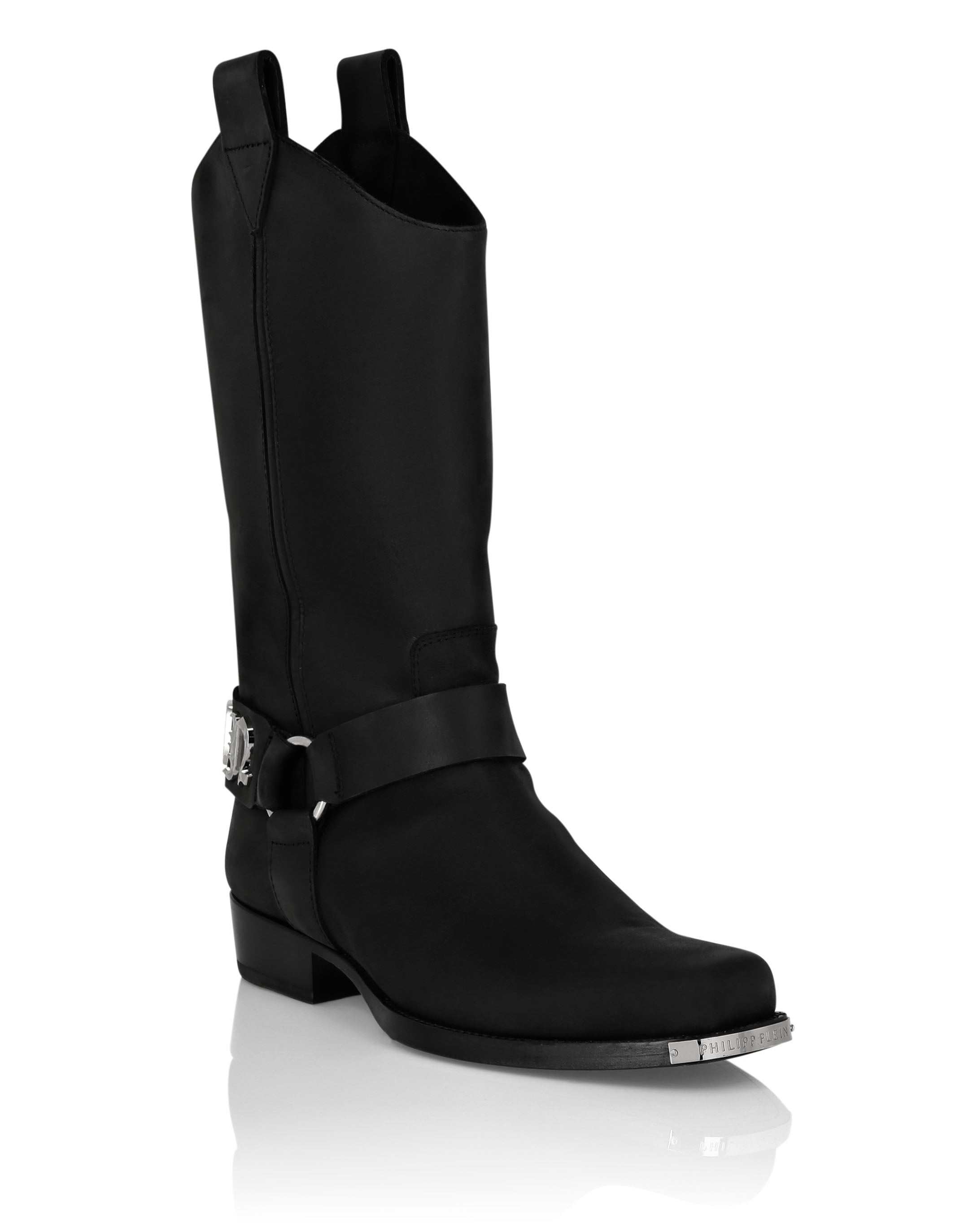 

Кожаные ботинки Flat High Gothic Plein PHILIPP PLEIN, черный