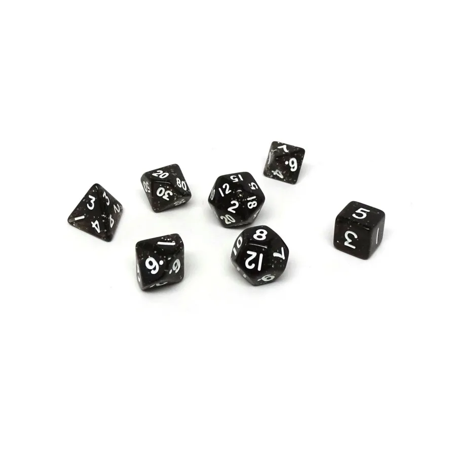 

Темный блеск с белым (7), Dice - Mini 7 Piece Poly Sets (Easy Roller Dice)