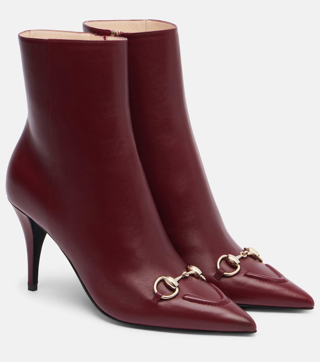 Кожаные ботильоны Horsebit 95 Gucci, Rosso Ancora