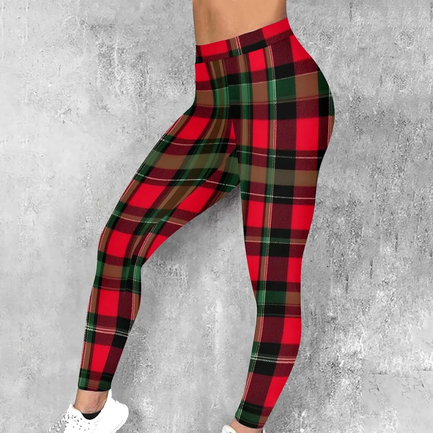 Женские клетчатые рождественские леггинсы High Waisted — фото 2