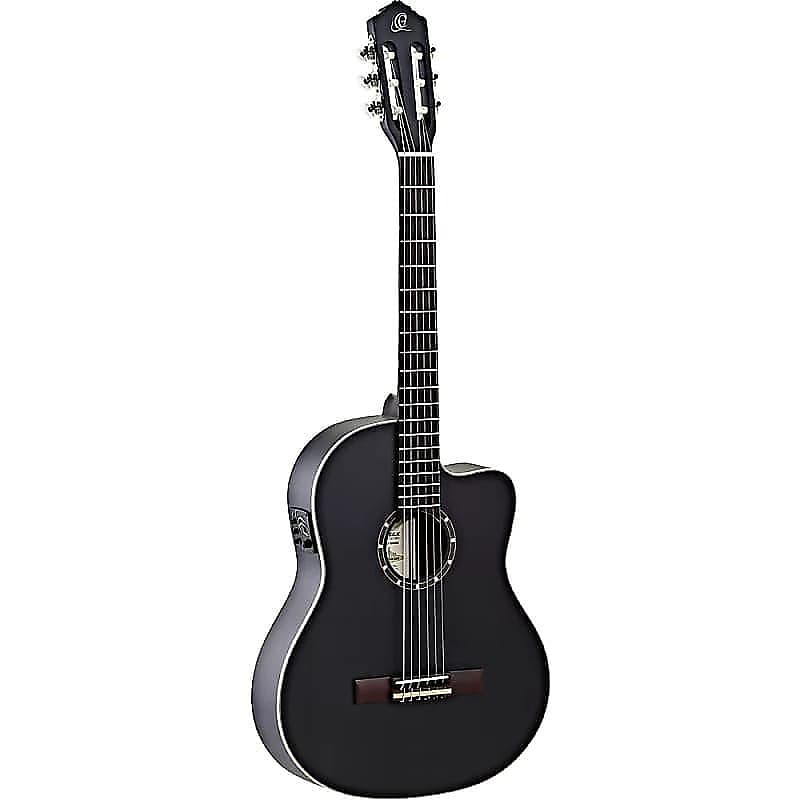 

Акустическая гитара Ortega Guitars Family Series Slim Neck & Thinline Body Nylon String Guitar in Satin Black w/ Gig Bag