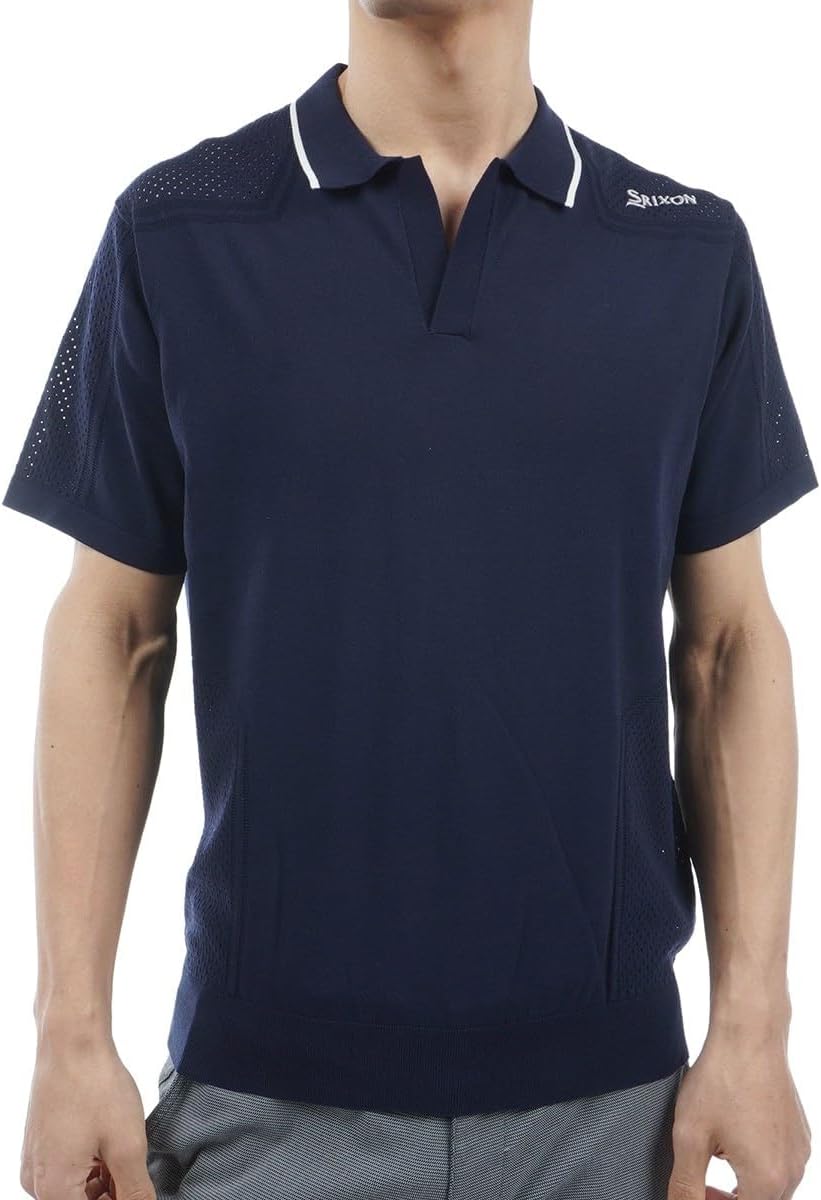 

Мужская рубашка с коротким рукавом Srixon RGMXJA14, разработанная совместно с Рикуей Хошино, профессиональный поло-свитер с ребристой кромкой, стильная, спортивная модель для гольфа, темно-синий