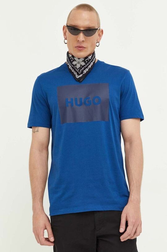 

Хлопковая футболка HUGO Hugo, синий