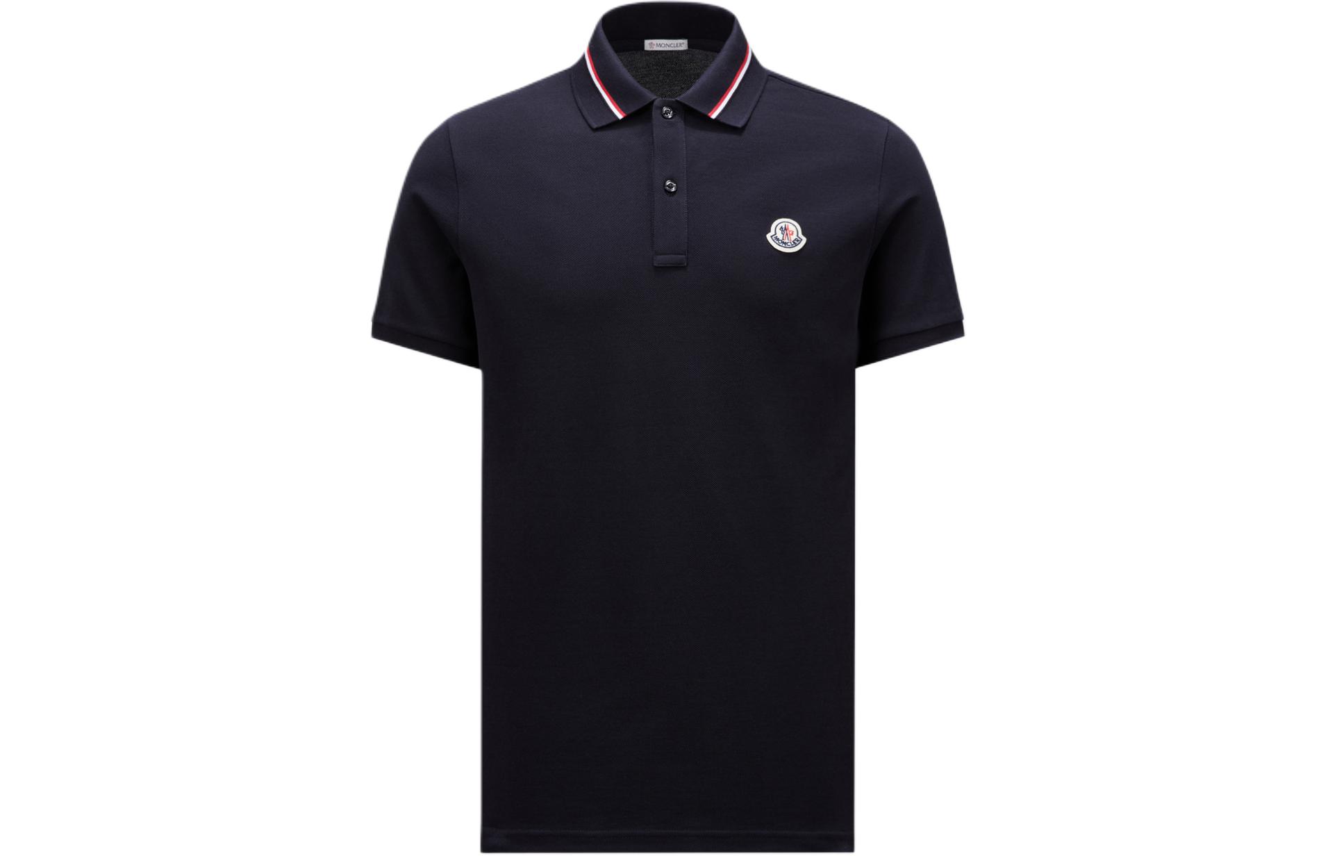 

Поло с коротким рукавом и нашивкой-логотипом Moncler, темно-синий