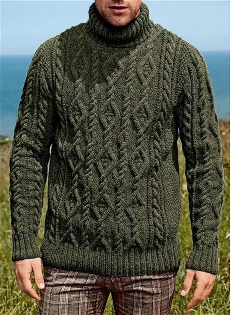 Мужской водолазный свитер Casual Pullover, теплый, с длинным рукавом, Slim Fit — фото 2