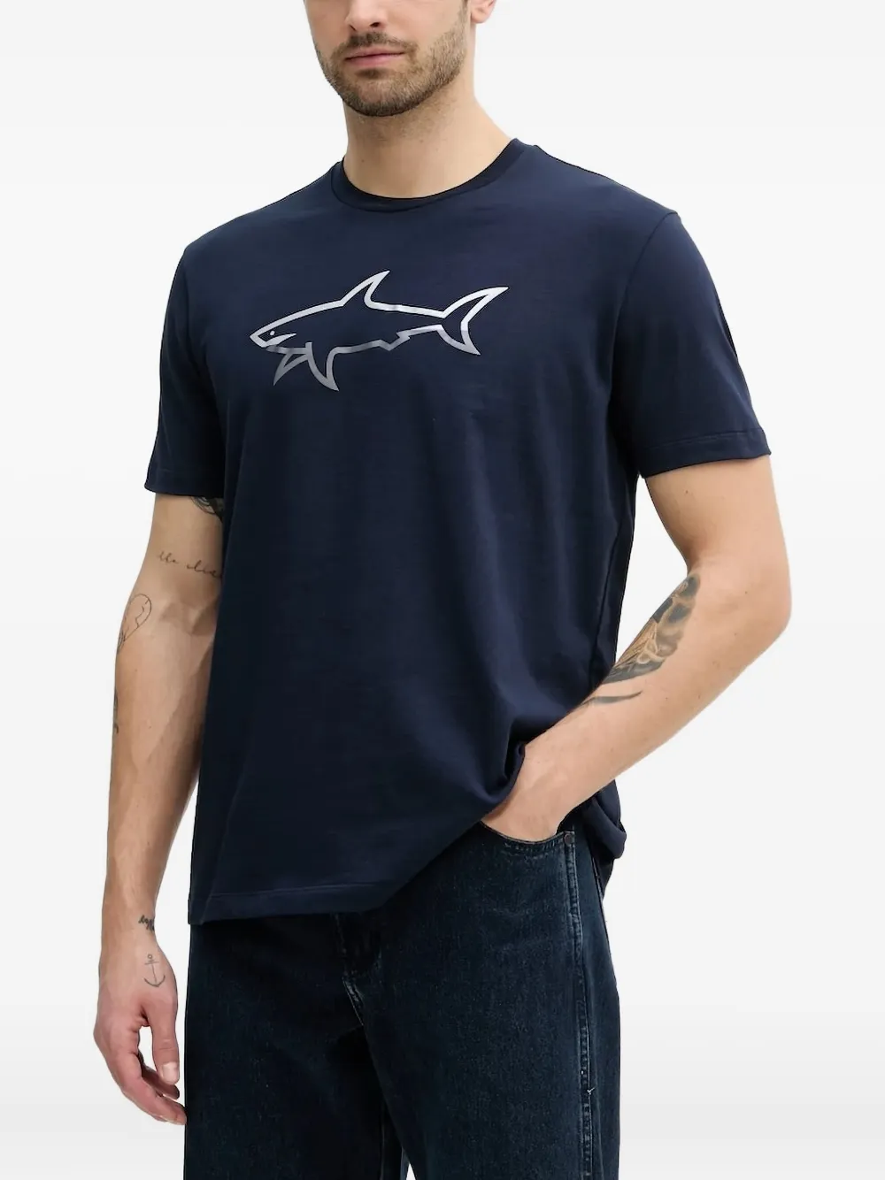 

Футболка с логотипом акулы Paul & Shark, синий