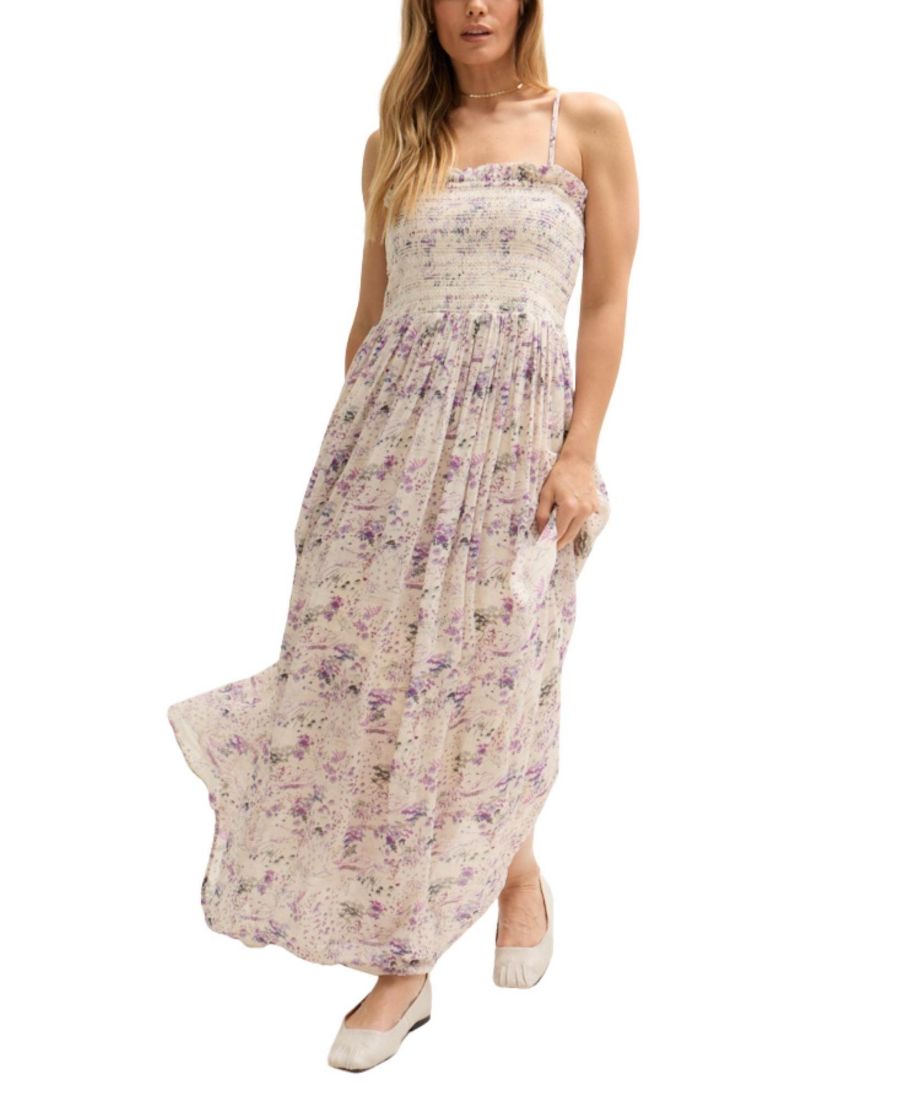 

Женское длинное платье Annie с присборенным принтом Lily and Lionel London, Purple