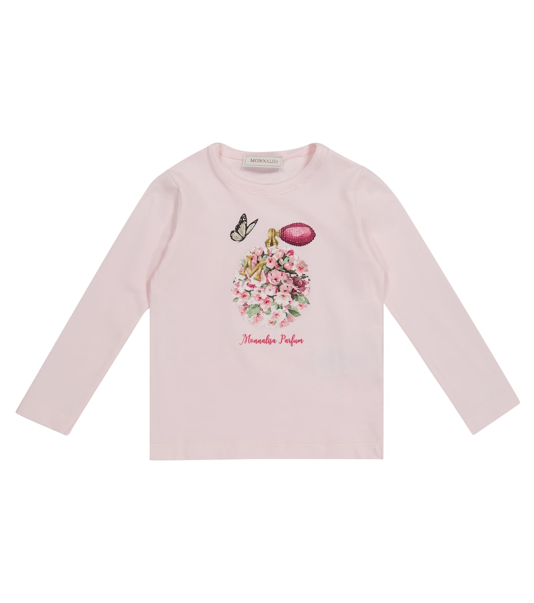 

Футболка из эластичного хлопка с цветочным принтом Monnalisa, розовый