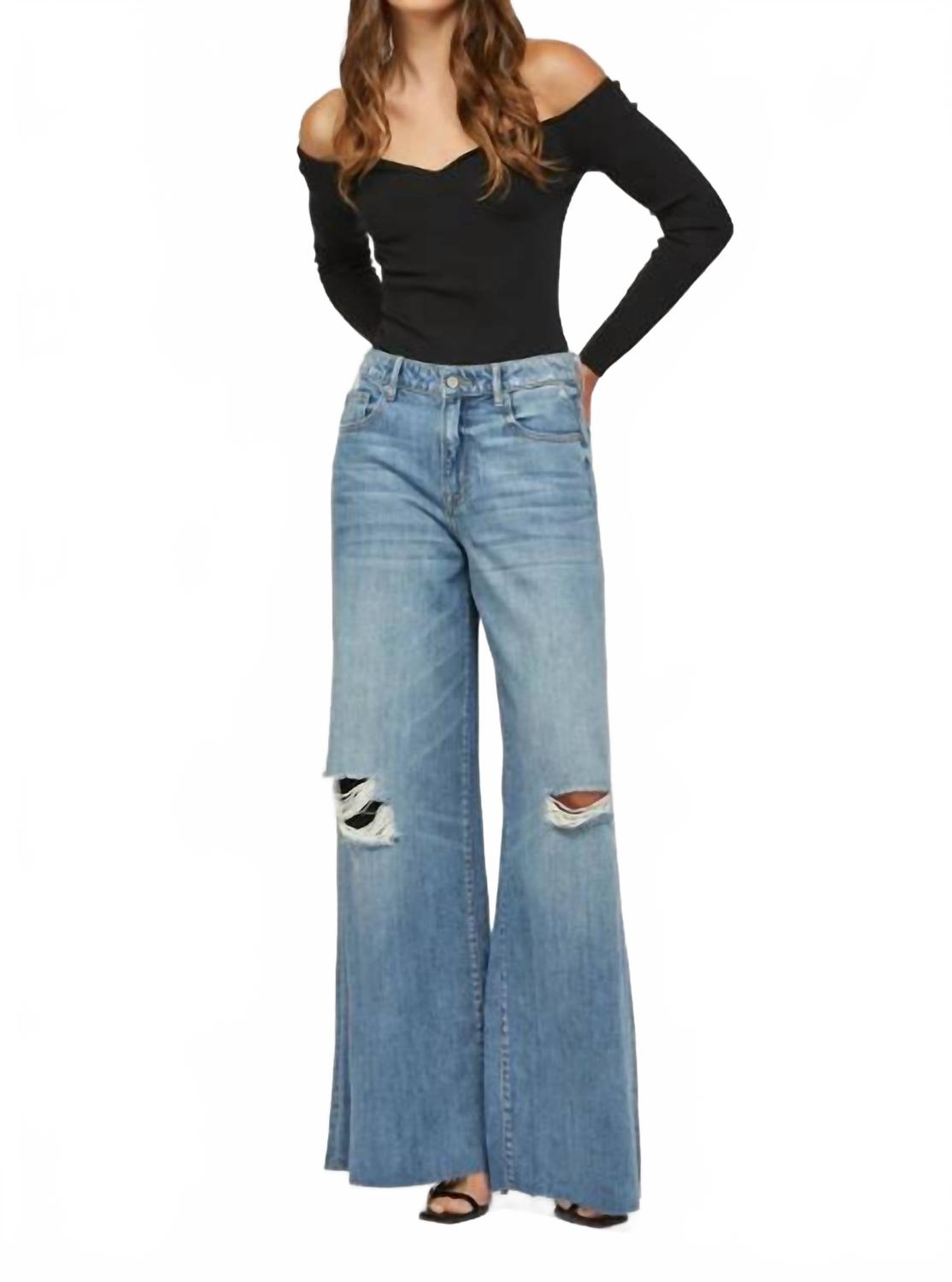 

HIDDEN Джинсы Nori Oversized Detressed Jean среднего синего цвета