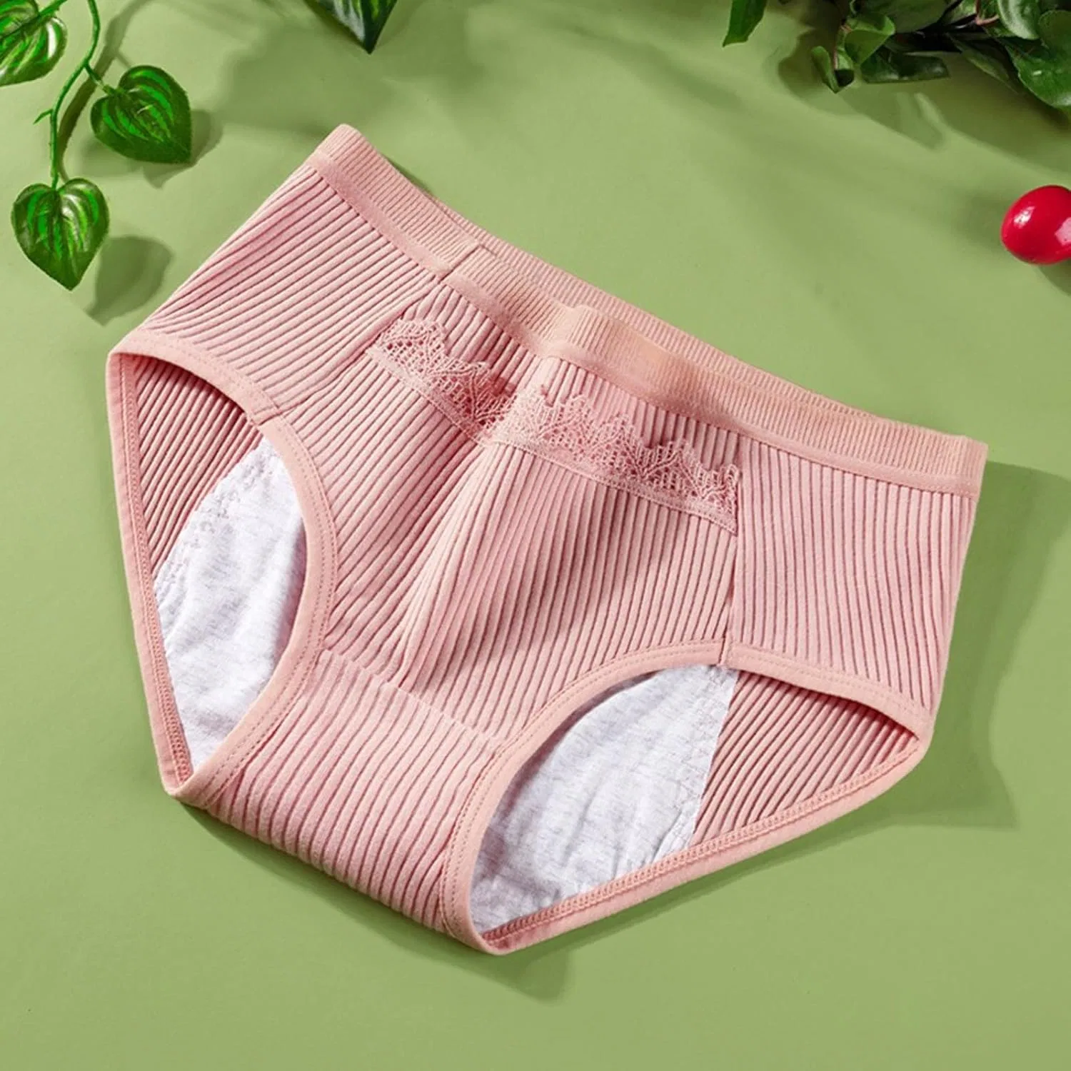 Generic Непротекающее женское нижнее белье, мягкое, дышащее, комфортное для ежемесячного и ежедневного использования, розовый — фото 2