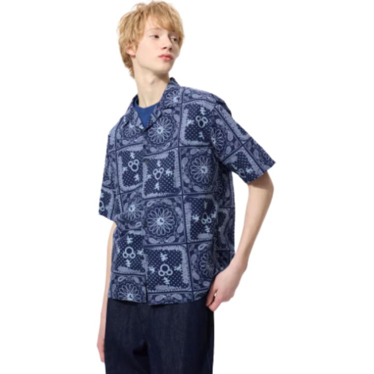 UNIQLO Рубашка BUAISOU X Disney, мужская, цвет marine blue — фото 3