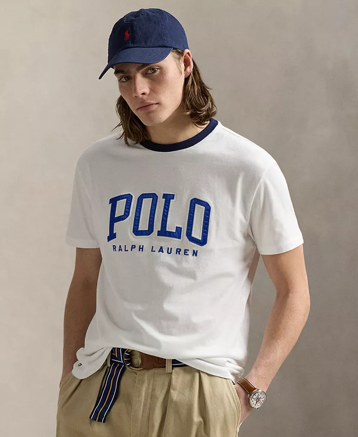 

Мужская футболка классического кроя с логотипом Letterman Polo Ralph Lauren, белый