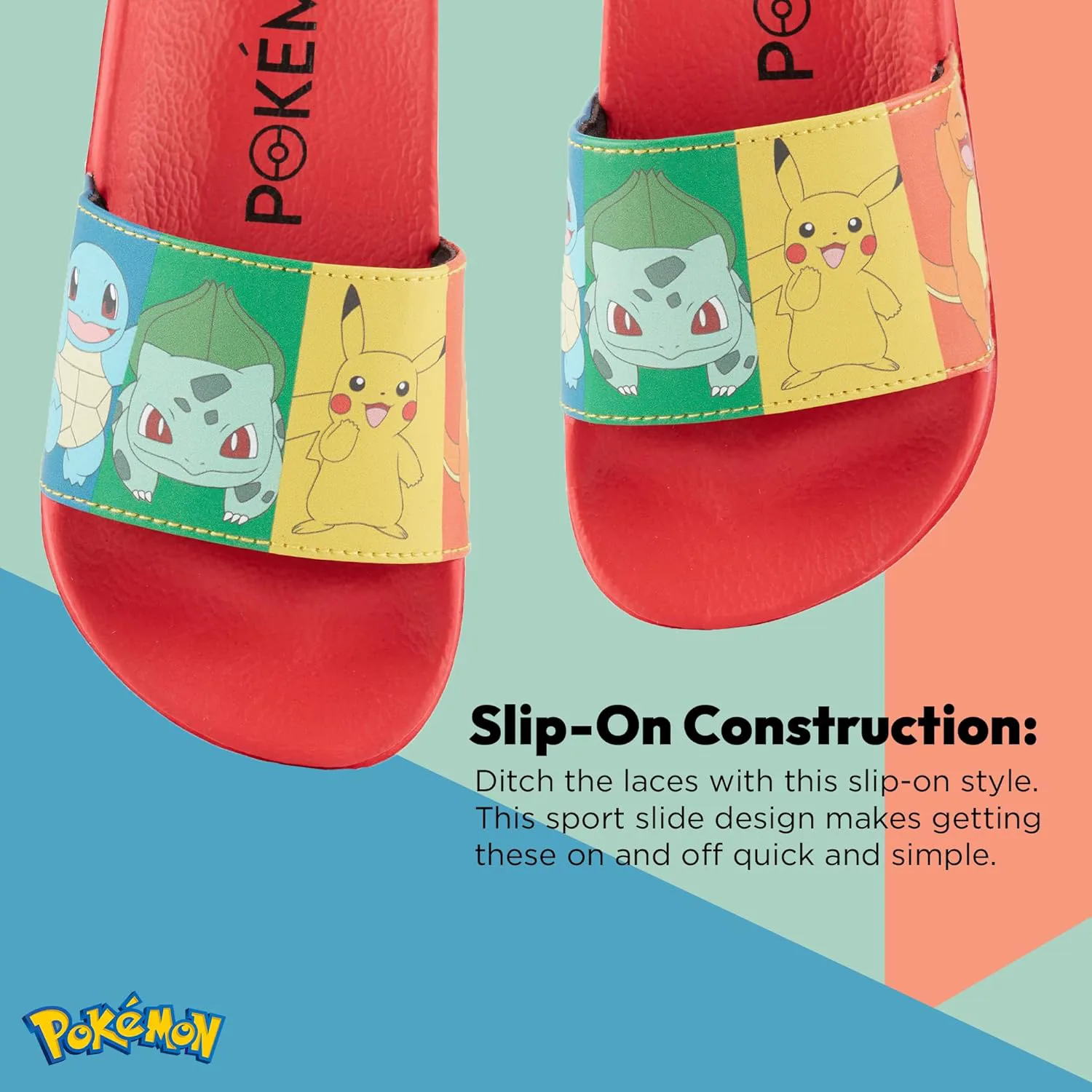 Детские шлепанцы Pokémon с Пикачу - шлепанцы с Пикачу, Эшем, Чармандером, Сквиртлом и Бульбазавром, красный — фото 4