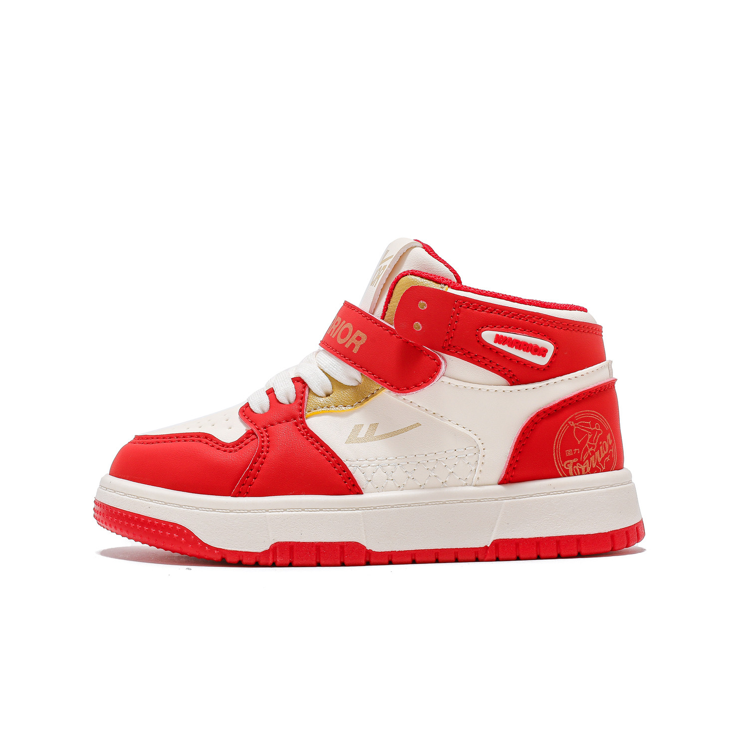 

Slip Resistant Anti Kick Abrasion Resistant Mid top Skateboard Shoes Kids WARRIOR, бежевый/красный/золотой
