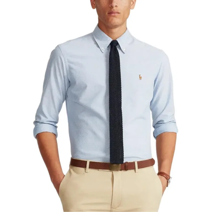 Рубашка хлопковая Polo Ralph Lauren синяя — фото 3