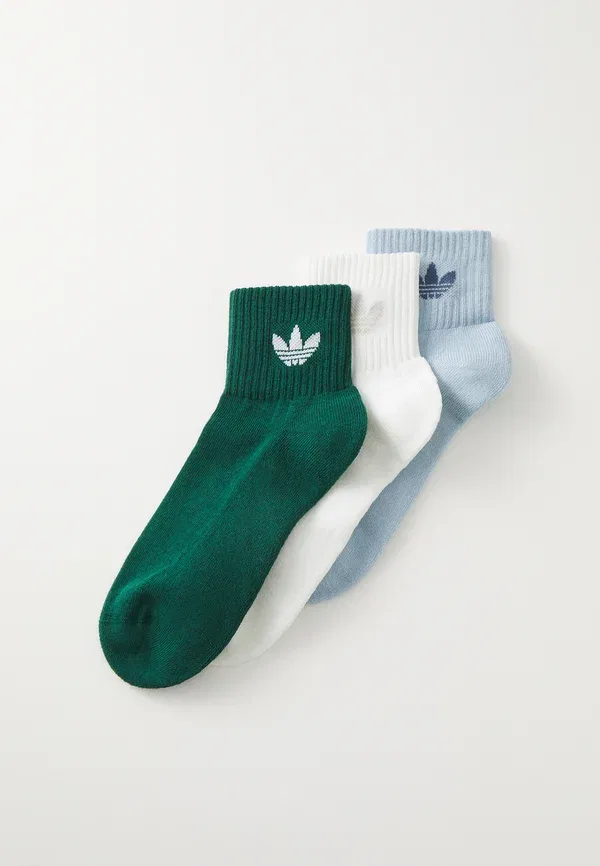Носки Adidas Originals 1/4 3pack, цвет офф-вайт/колледж грин/вондер блю
