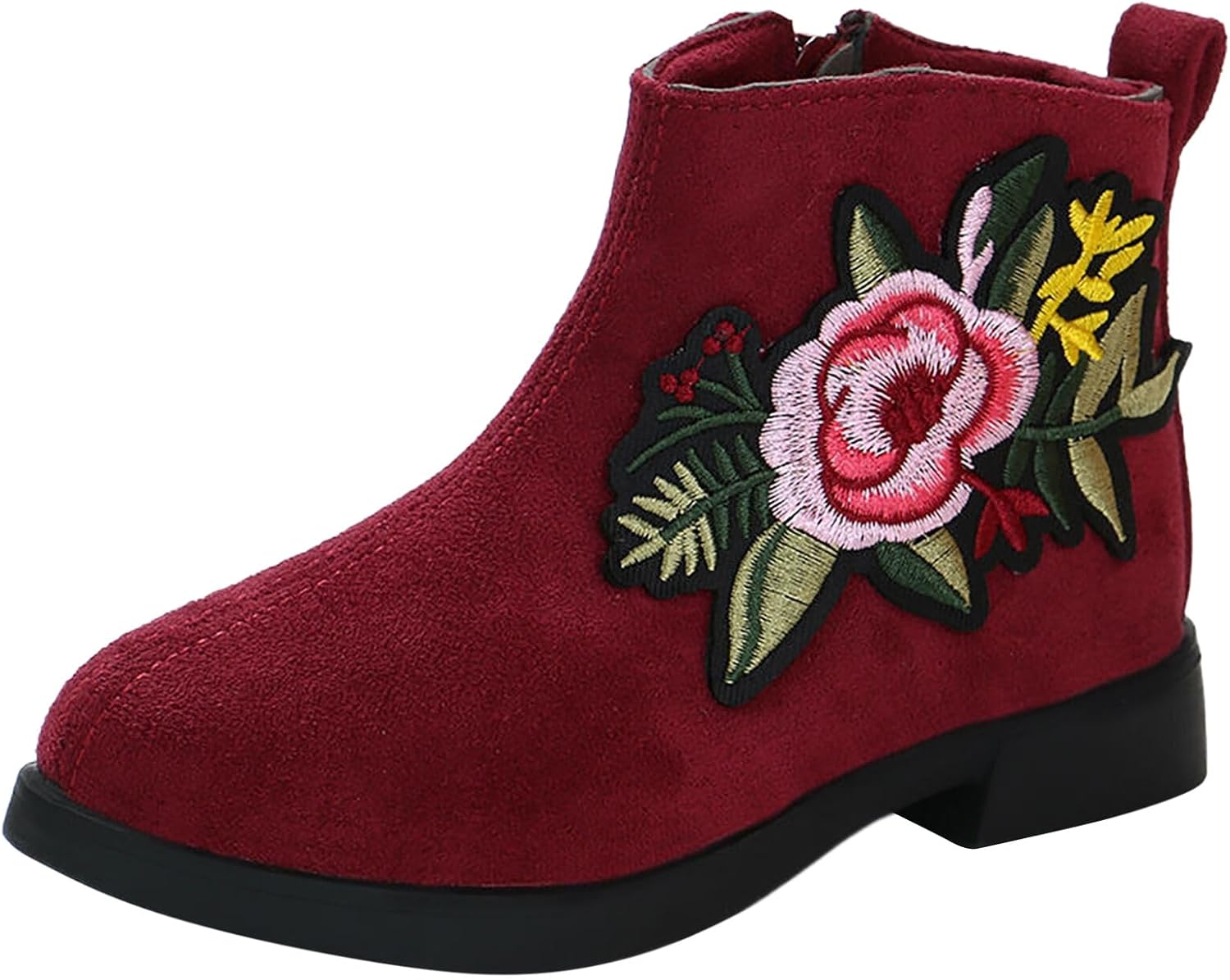 

Ботильоны IWIHMIV с низким каблуком для девочек, ботильоны с боковой молнией для малышей, зимние ботинки для маленьких девочек, ботильоны для девочек, Q1-Red