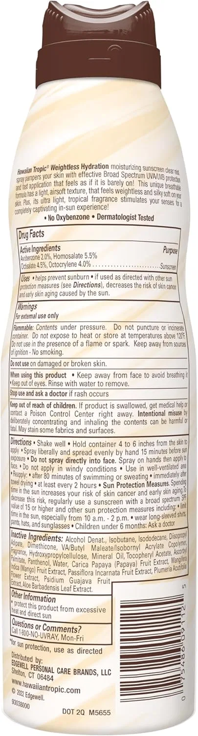Солнцезащитный спрей Hawaiian Tropic Silk Hydration Weightless SPF 30, 6 унций, набор из 2 шт — фото 2