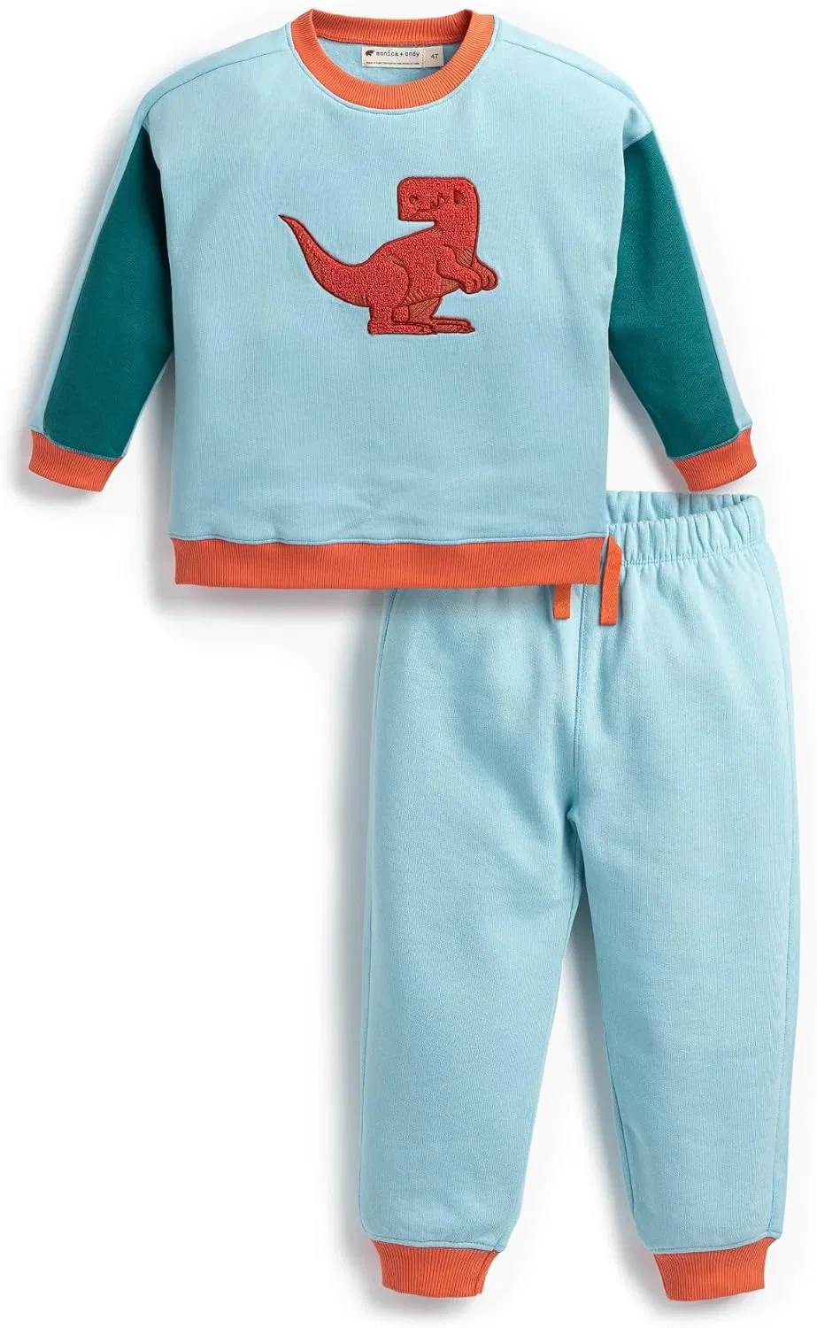 Спортивный костюм Organic Sporty Sweatsuit monica + andy, Light Blue W/ Red Dinosaur