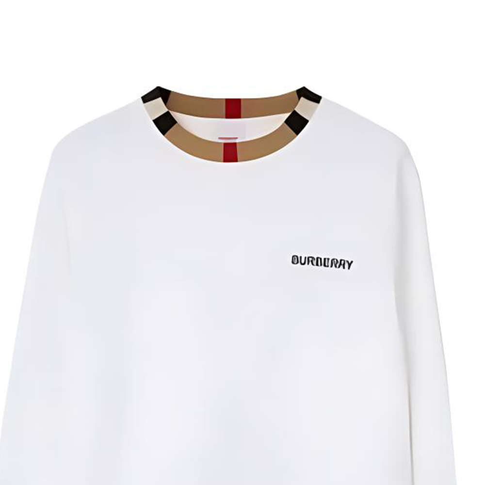 Толстовка Burberry хлопковая белый с полосатой отделкой — фото 3