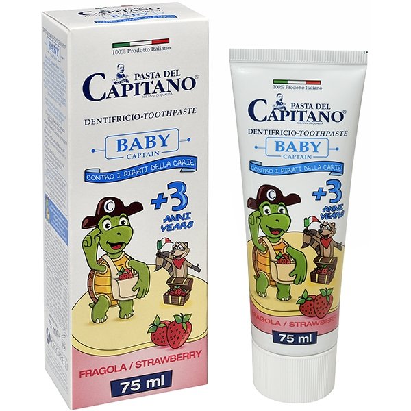 

Del Capitano, детская зубная паста со вкусом клубники 3+, 75 мл