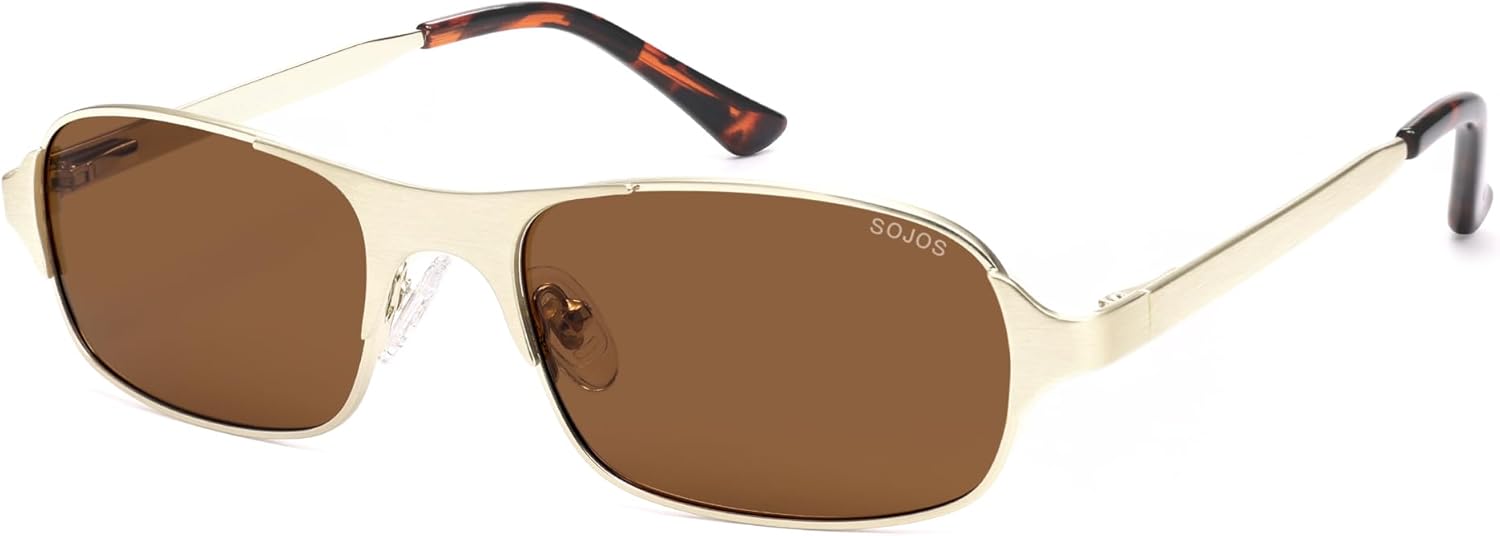

Солнцезащитные очки SOJOS в стиле ретро, ​​прямоугольные, поляризованные, для мужчин и женщин, винтажные, 70-80-е годы, маленькие квадратные солнцезащитные очки SJ1267, Brushed Gold/Brown