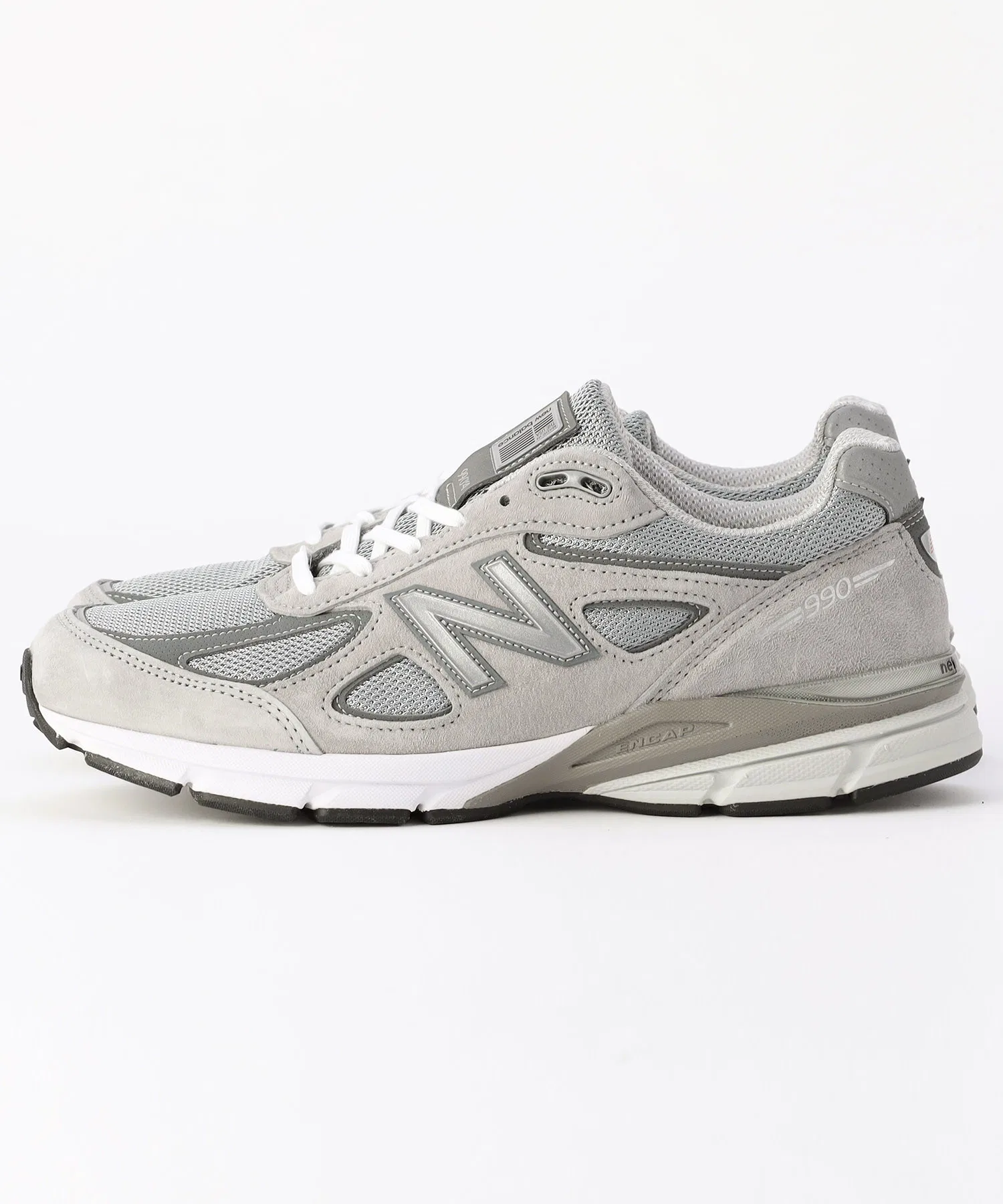 Мужские кроссовки из натуральной кожи New Balance 990 v4 серые — фото 3