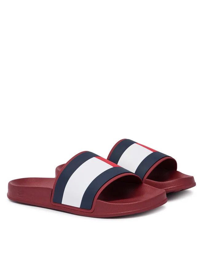 Tommy Hilfiger Сандалии Hilfiger Flag Pool Slide Core FM0FM05798 темно-красного цвета — фото 2