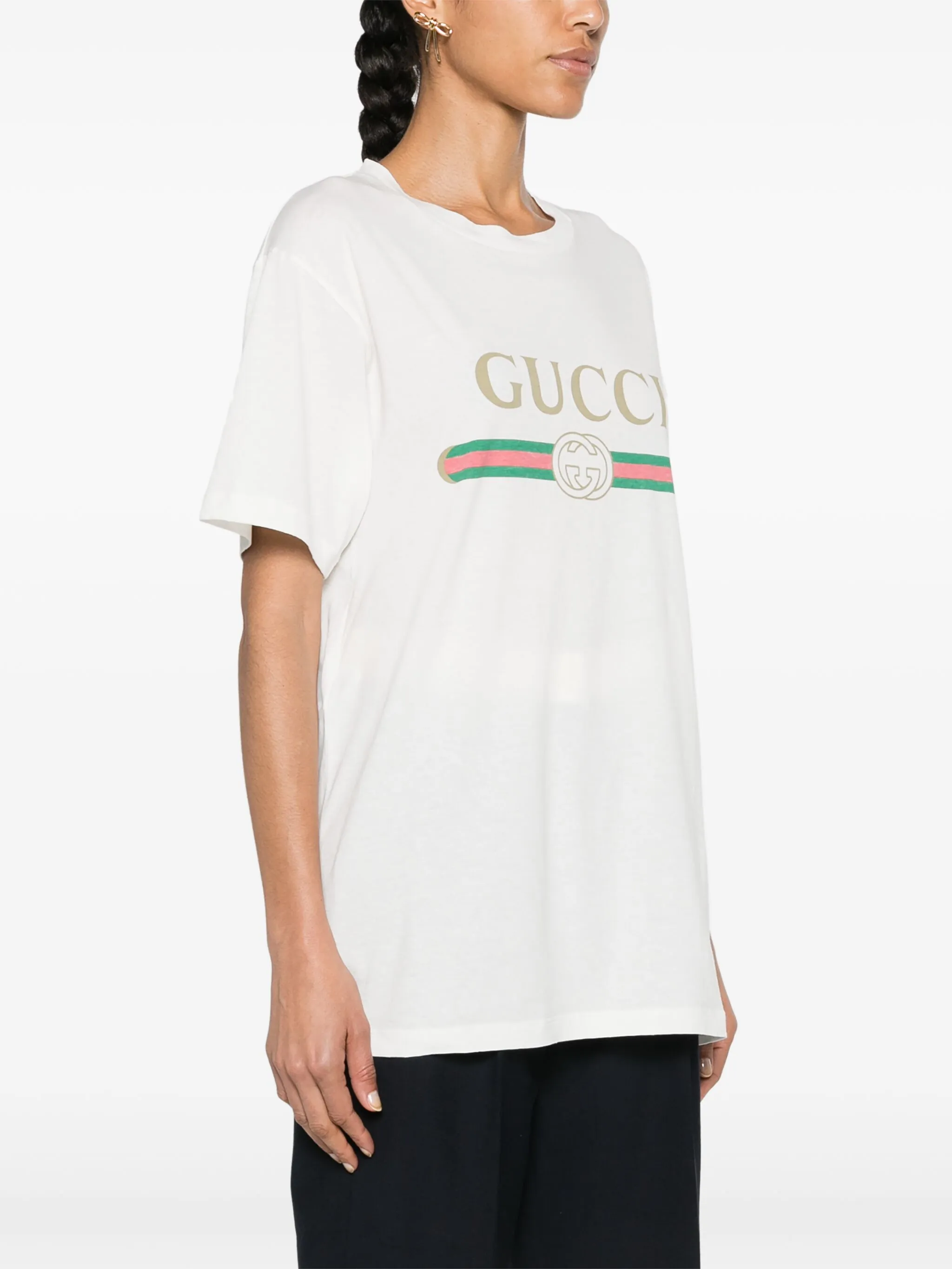 Футболка Gucci с логотипом, Премиальный хлопок, Белый — фото 3