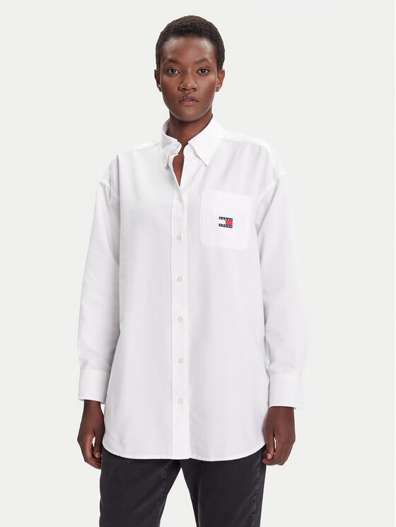 

Рубашка oversize Badge DW0DW20988 Tommy Jeans, белый