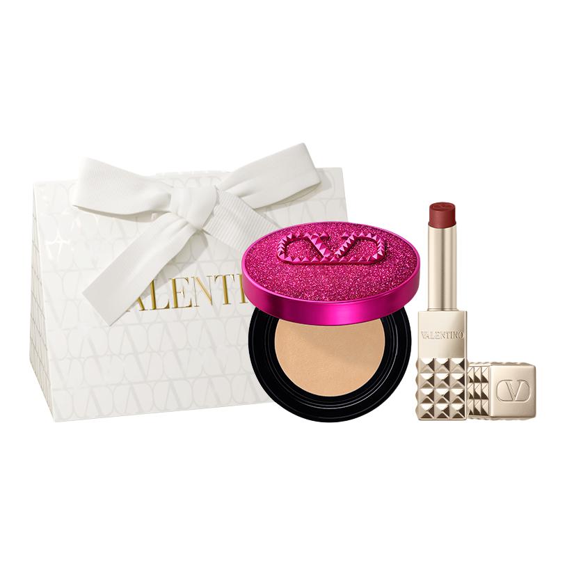 

Valentino Набор косметики imaginaria pink limited edition air cushion с помадой-стиком, легко растушевывающий тон
