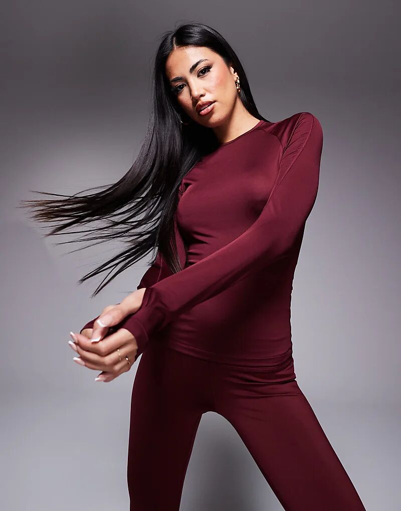

Топ Icon slim fit active с длинными рукавами бордового цвета ASOS 4505