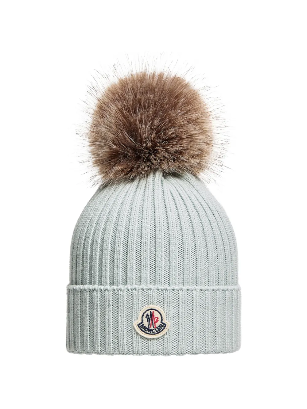 

Вязаная шапка с помпоном и ребристой отделкой Moncler Enfant, серый