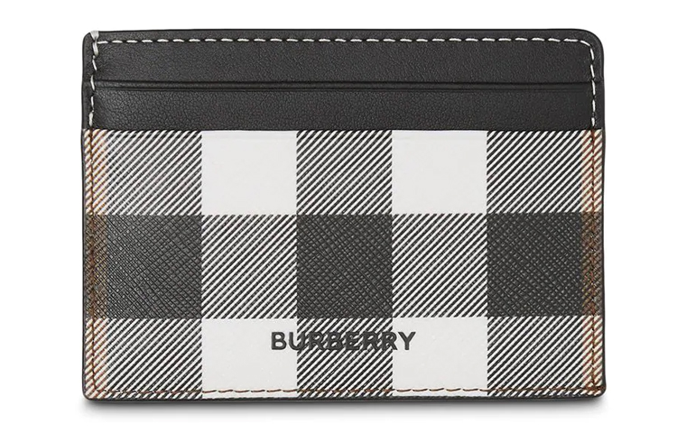 

Кожаный кардхолдер с денежным зажимом и держателем карт Унисекс Черный Белый Burberry