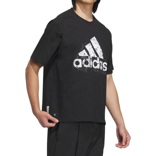 Футболка city escape свободный крой значок спорта графическая футболка Adidas, черный — фото 4