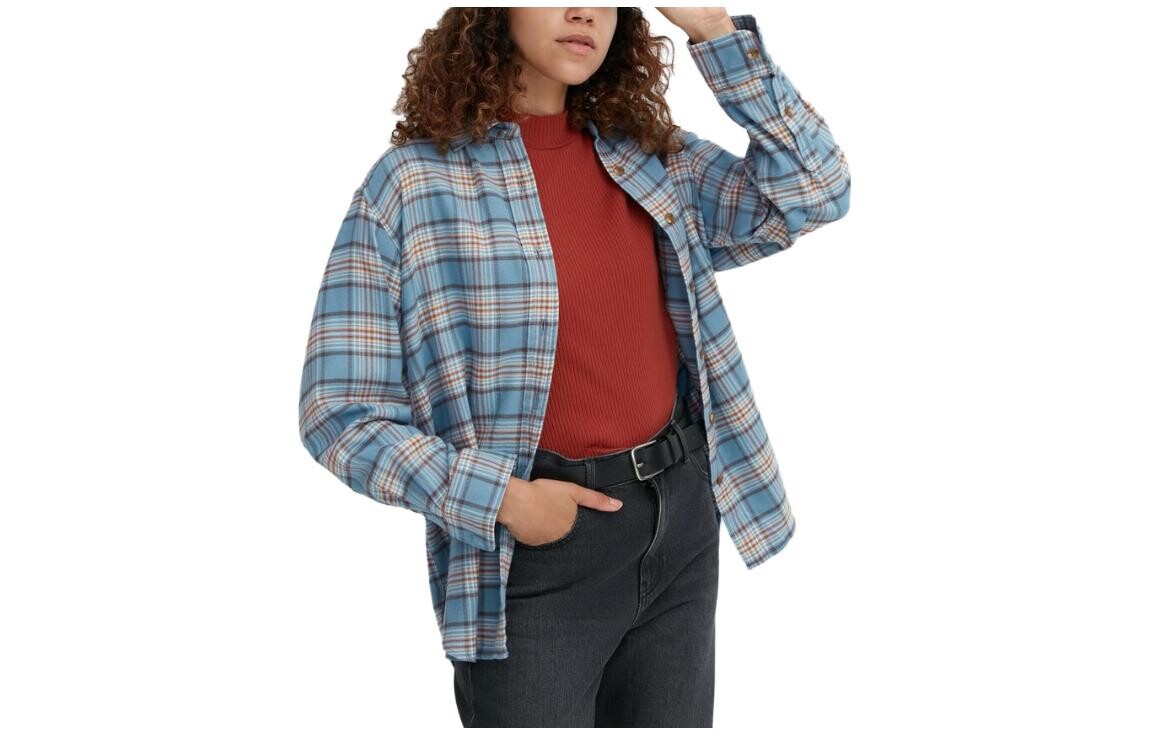 

Рубашка Uniqlo фланелевая с длинными рукавами, голубой
