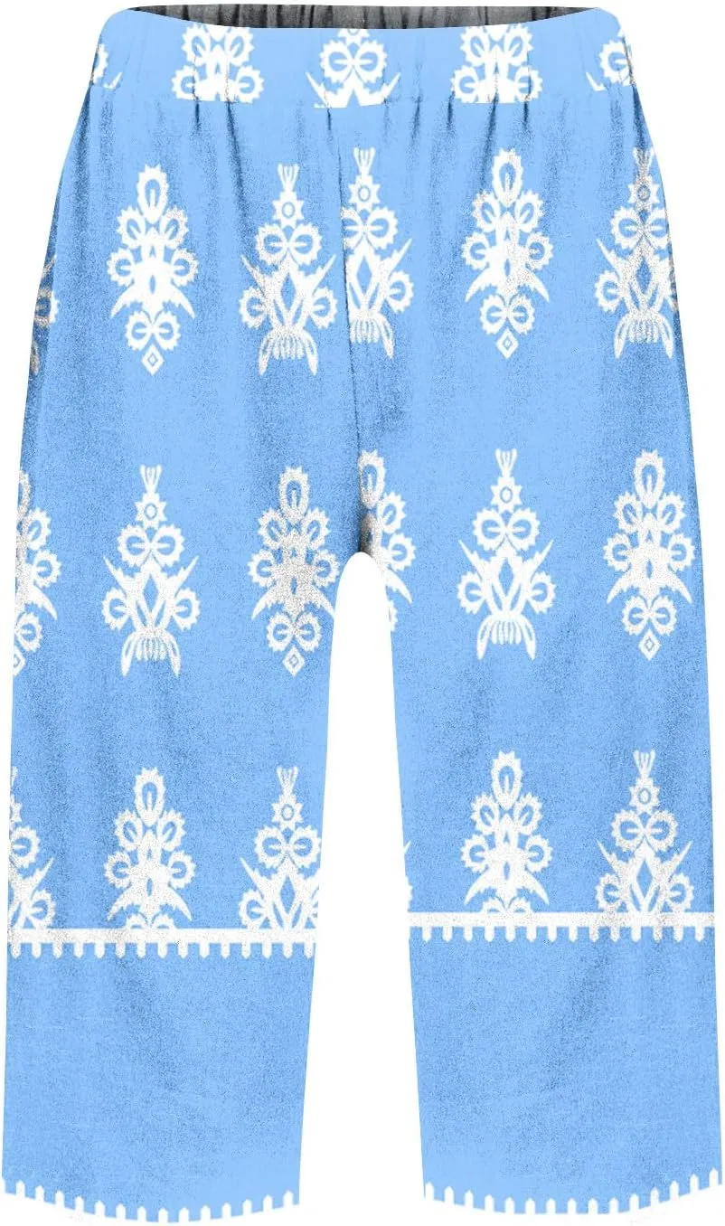 Шорты бермуды женские из хлопка и льна, Oi352-light Blue — фото 4