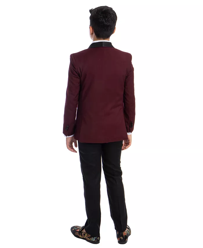 Комплект из 5 предметов для смокинга Slim Fit Shawl для большого мальчика Perry Ellis, красный — фото 4