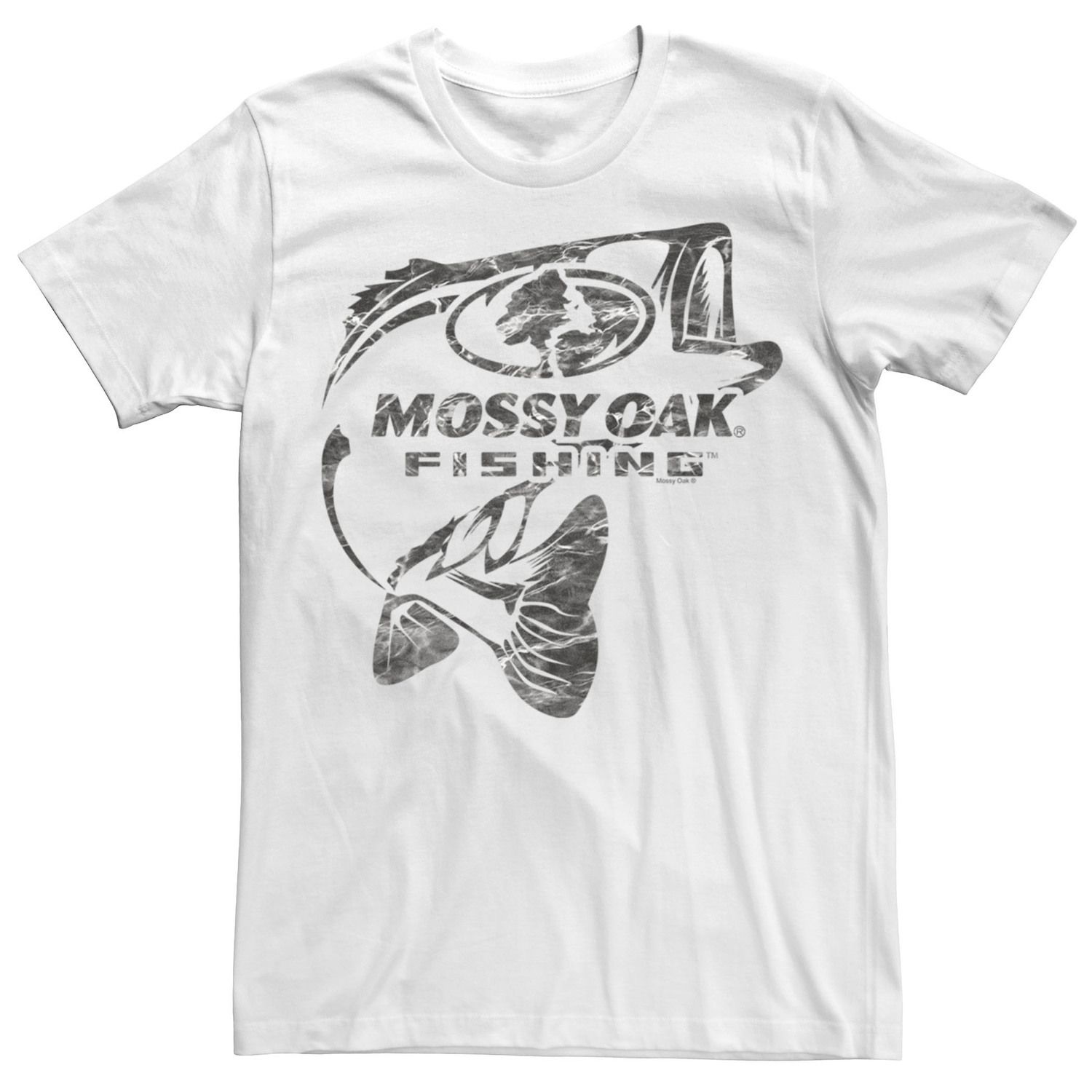 

Мужская футболка с графическим логотипом и логотипом Mossy Oak Fishing Bass Grey Water Surface Licensed Character