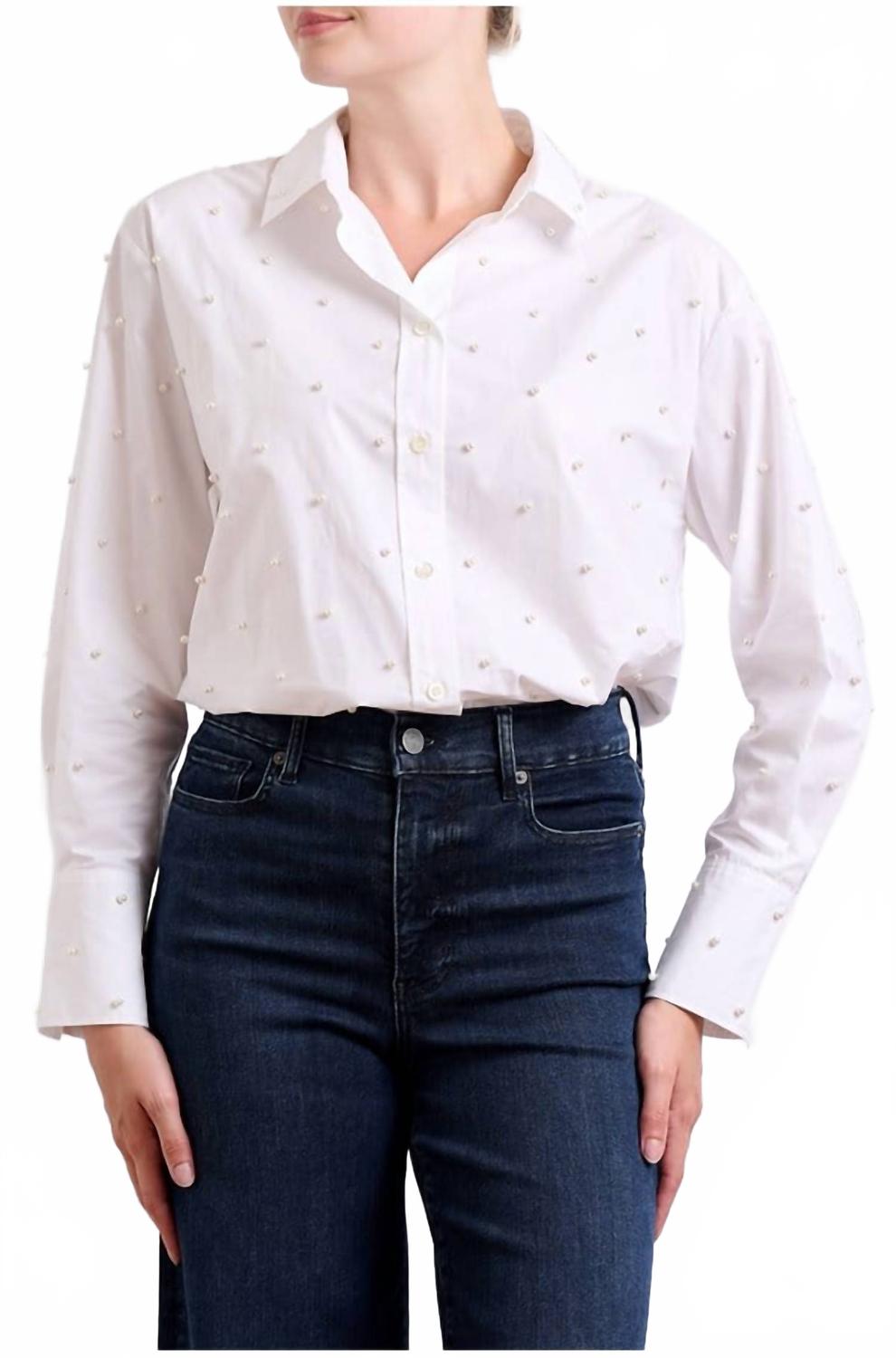 

Белая рубашка с жемчужными пуговицами и длинными рукавами оверсайз FRAME